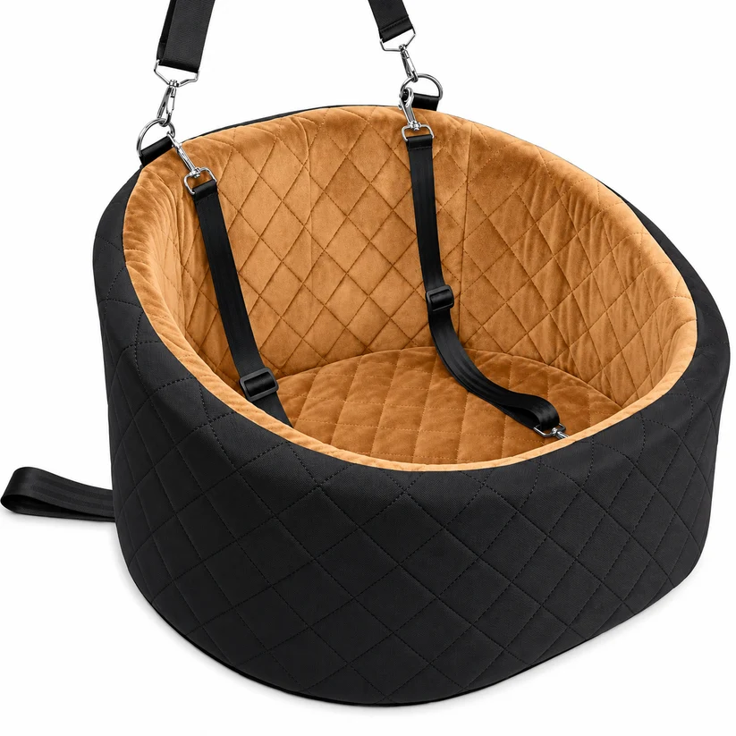 Padded booster seat installed in a car