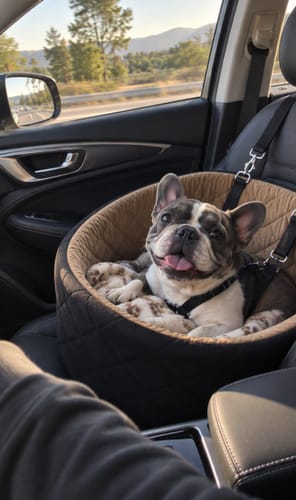 Chris B.'s dog riding in the CozyCopilot seat